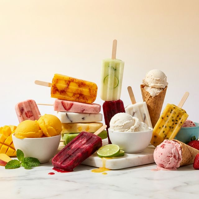 Variedad de paletas y helados artesanales de Helados del Pueblo